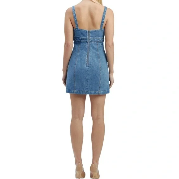 Bardot Neva Denim Jean Mini Dress sz S M - Picture 2 of 4